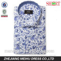 new shirt design spread collar 100% cotton poplin floral casual dress shirt